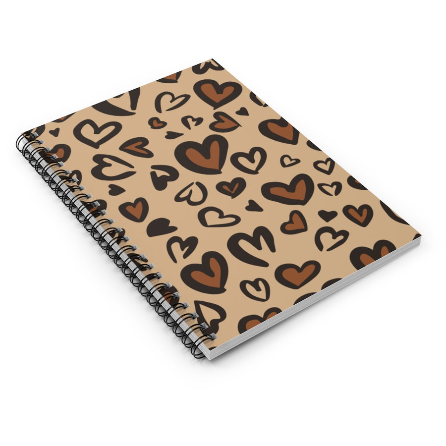 Tan Leopard Hearts Spiral Lined Notebook