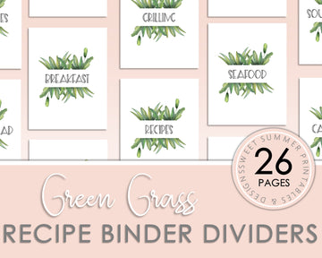 Recipe Binder Dividers - Green Grass