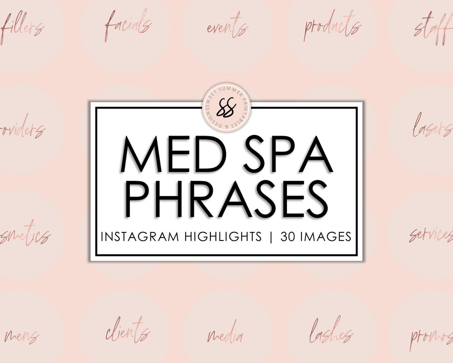 30 Med Spa Instagram Highlights - Blush & Rose Gold - Sweet Summer Designs