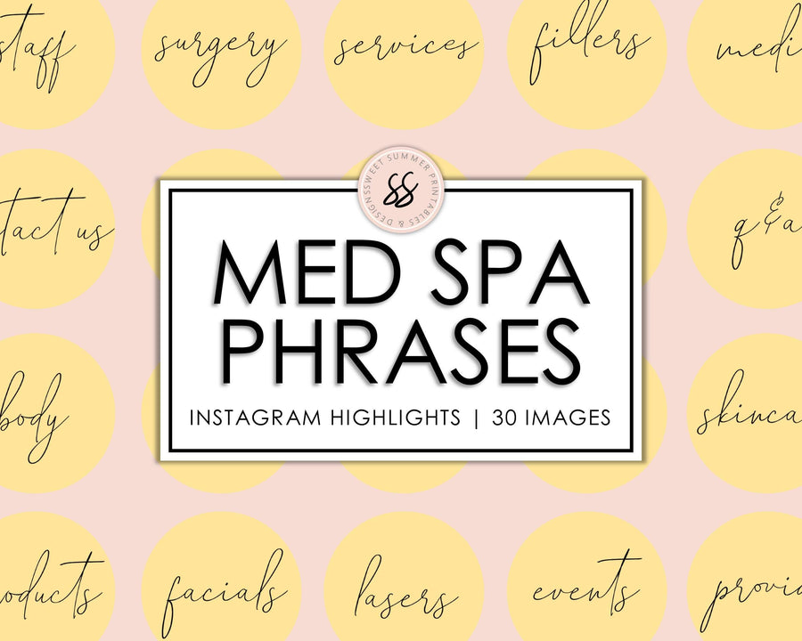 30 Med Spa Instagram Highlights - Yellow - Sweet Summer Designs