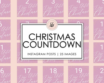 25 Christmas Instagram Posts - Countdown - Dusty Rose and Gold - Sweet Summer Designs