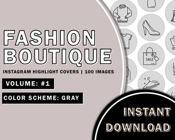 100 Fashion Boutique Hand Drawn Gray Instagram Highlight Cover Templates, Instagram Boutique Highlight Icons, Boutique Reseller, Online Shop