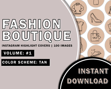 100 Fashion Boutique Hand Drawn Tan Instagram Highlight Cover Templates, Instagram Boutique Highlight Icon, Boutique Reseller, Online Shop