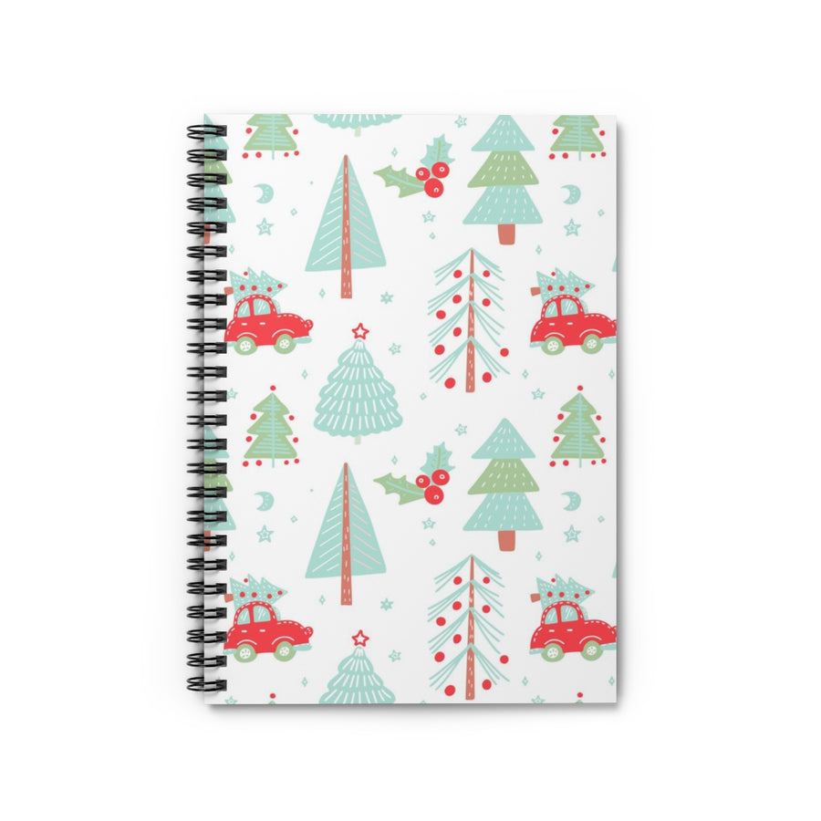 Retro Christmas Tree Spiral Lined Notebook