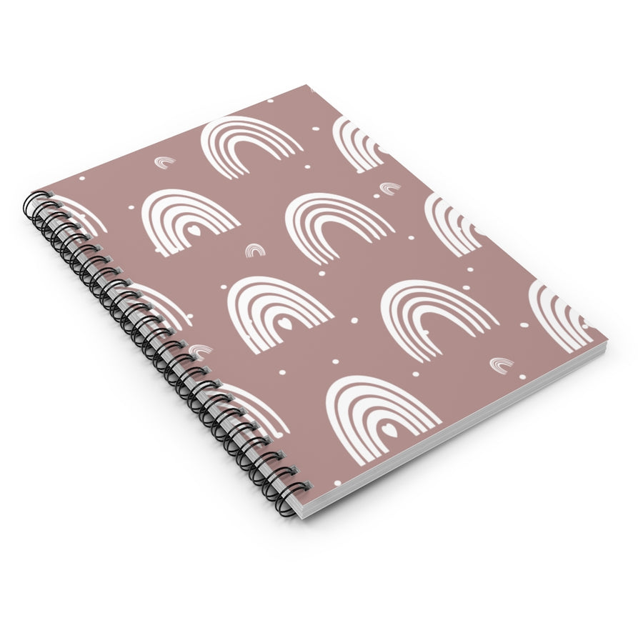Dusty Rose Boho Rainbow Spiral Lined Notebook