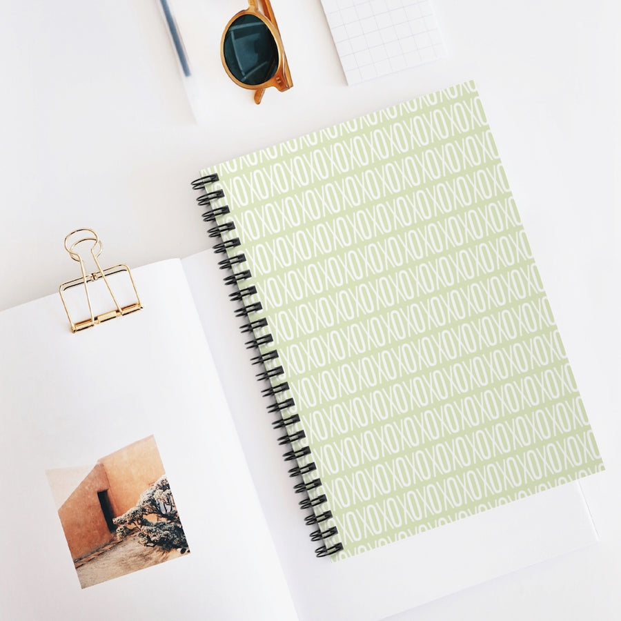 Green XOXO Spiral Lined Notebook