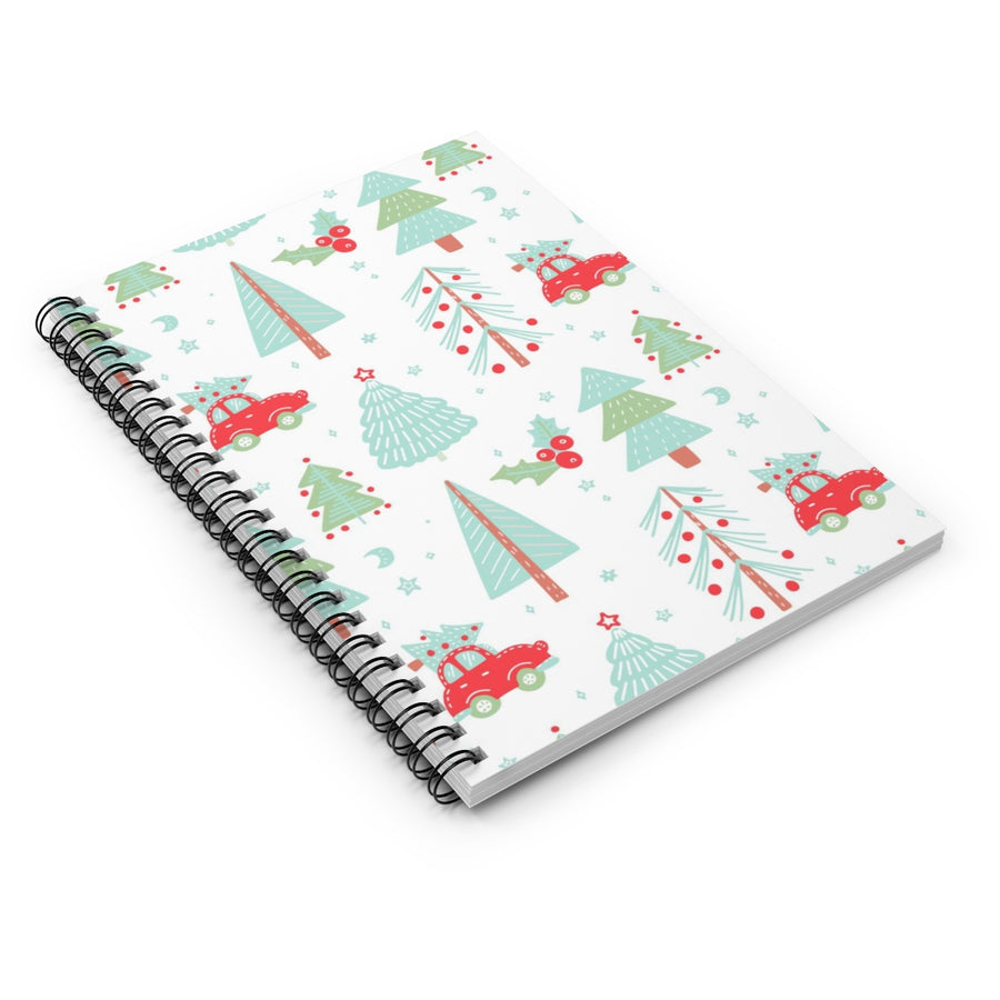 Retro Christmas Tree Spiral Lined Notebook