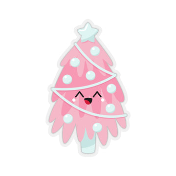 Happy Pink & White Tree Sticker