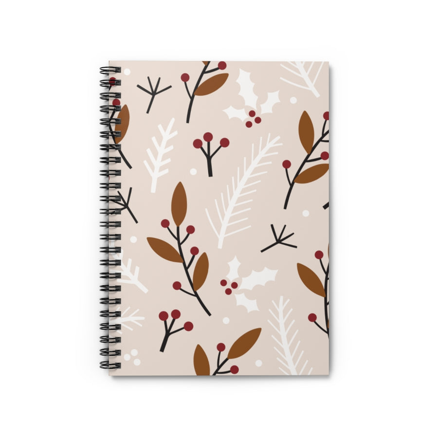 Neutral Holly Jolly Spiral Lined Notebook