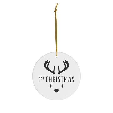 First Christmas Reindeer Ceramic Ornament