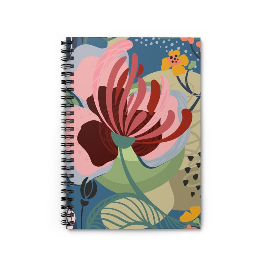Raspberry Floral Spiral Lined Notebook