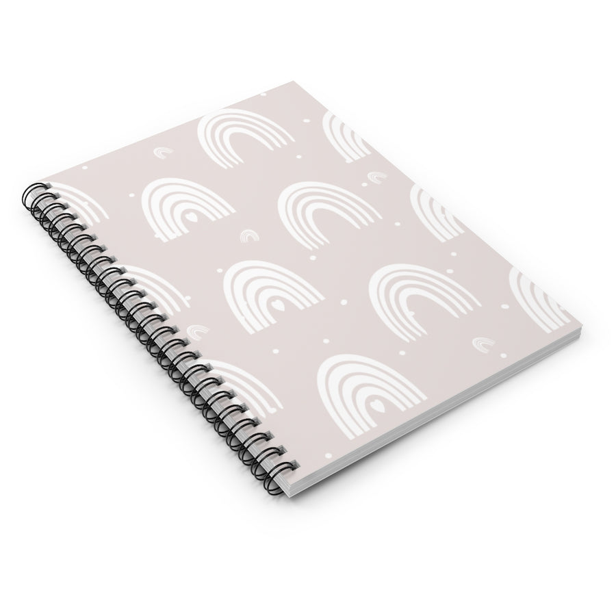 Soft Pink Boho Rainbow Spiral Lined Notebook