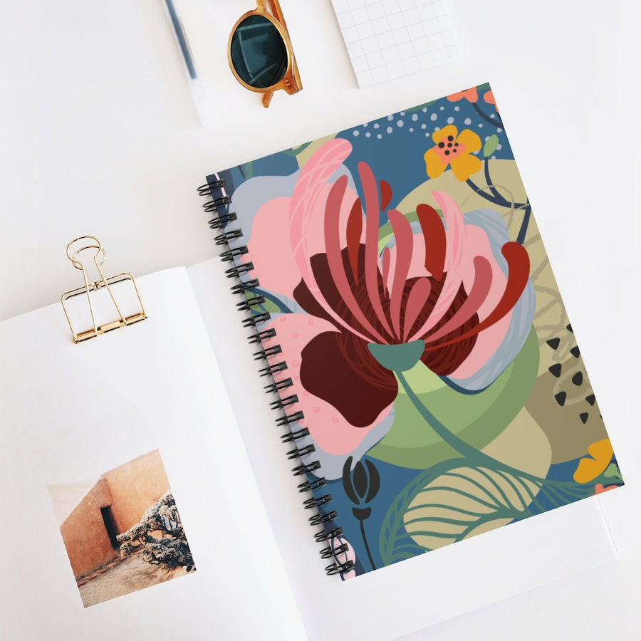 Raspberry Floral Spiral Lined Notebook