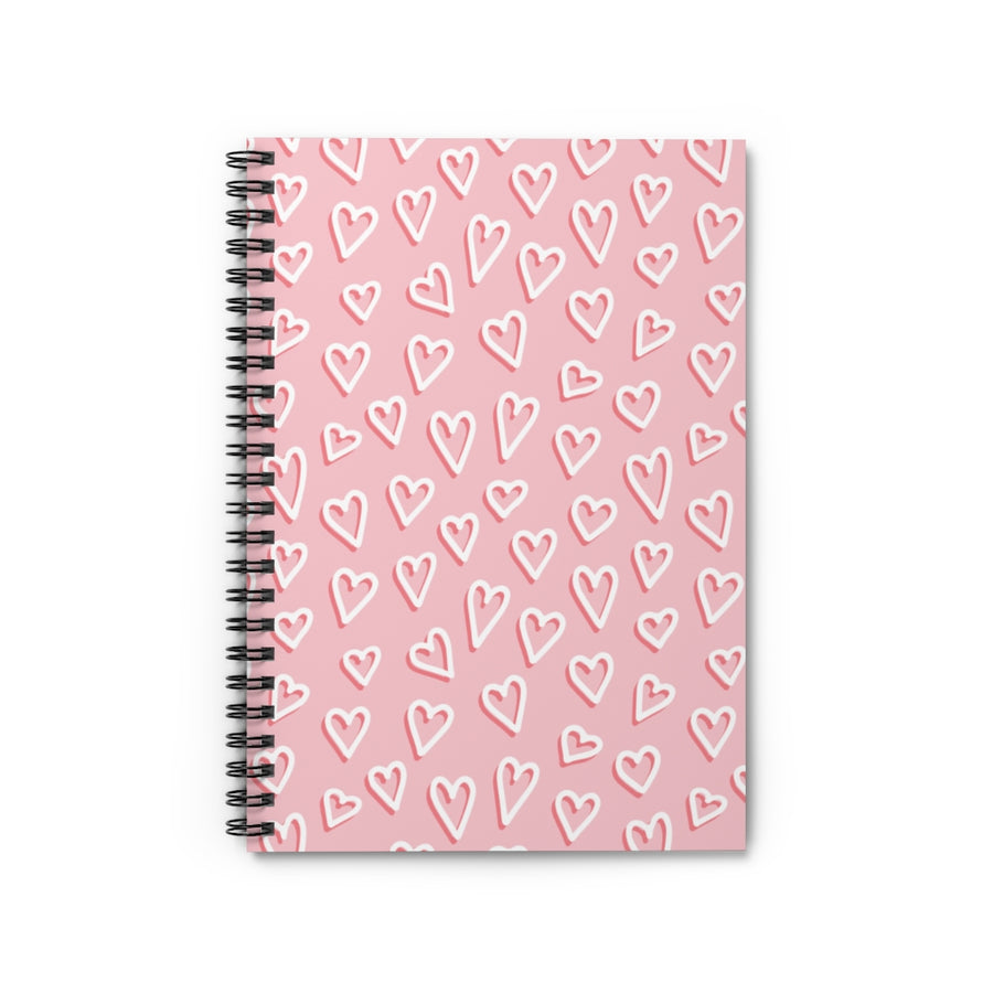 Hand Drawn Hearts Spiral Lined Notebook