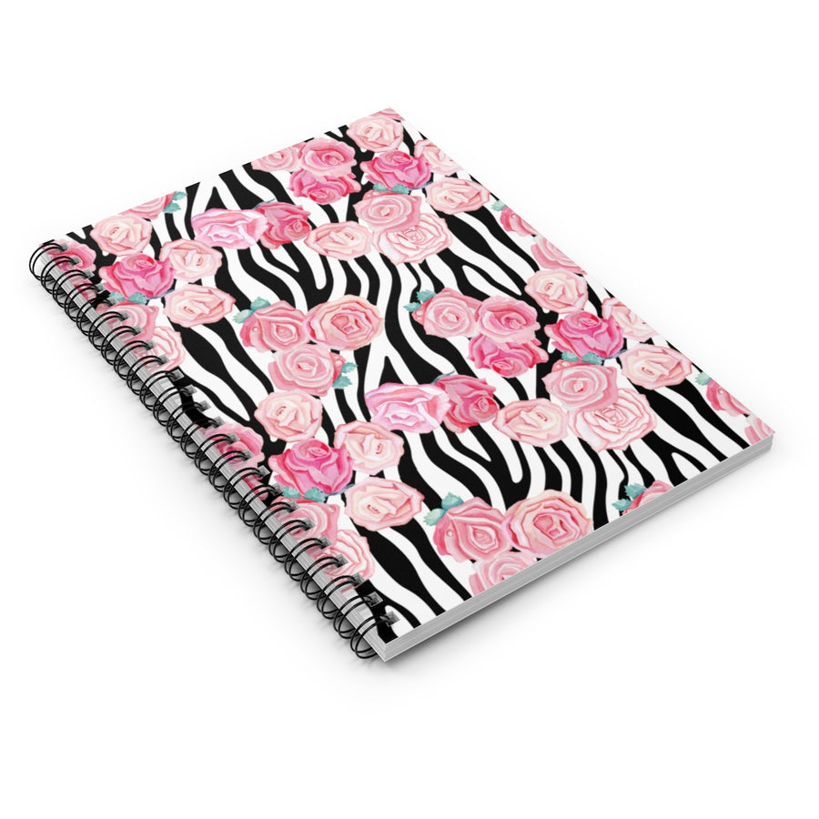 Floral Zebra Print Spiral Lined Notebook