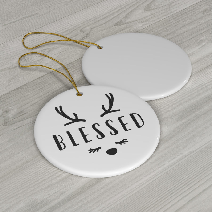 Reindeer Blessed Ceramic Ornament