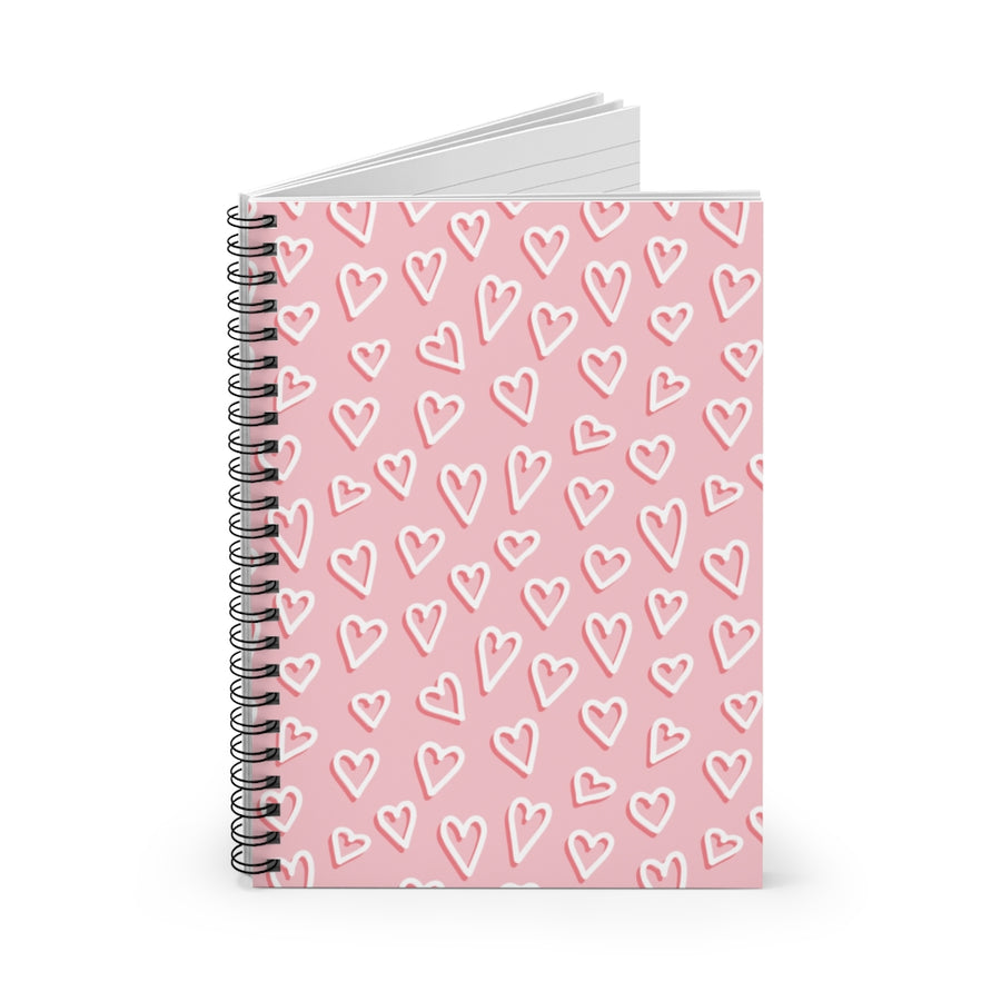 Hand Drawn Hearts Spiral Lined Notebook