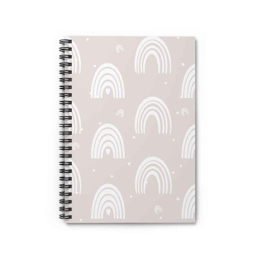 Soft Pink Boho Rainbow Spiral Lined Notebook