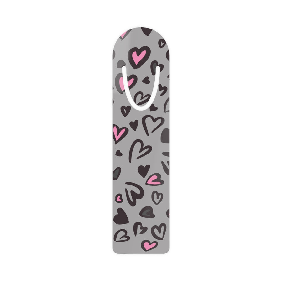 Gray Leopard Hearts Bookmark