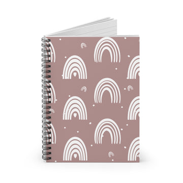 Dusty Rose Boho Rainbow Spiral Lined Notebook