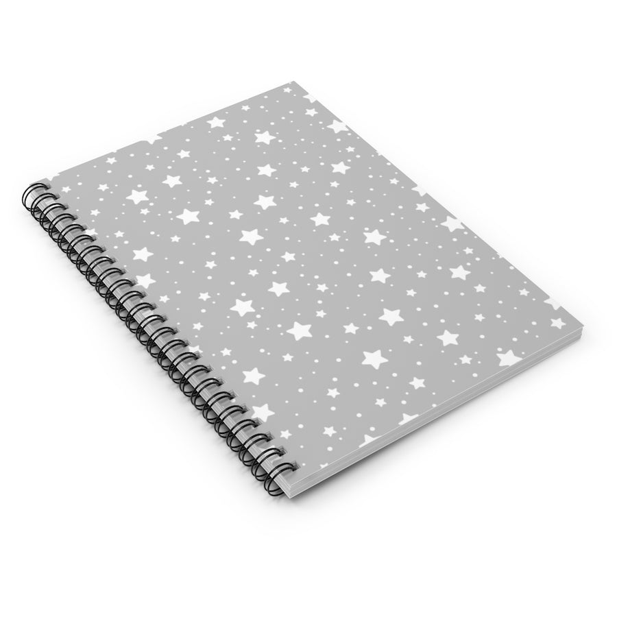 Gray Stars Spiral Lined Notebook