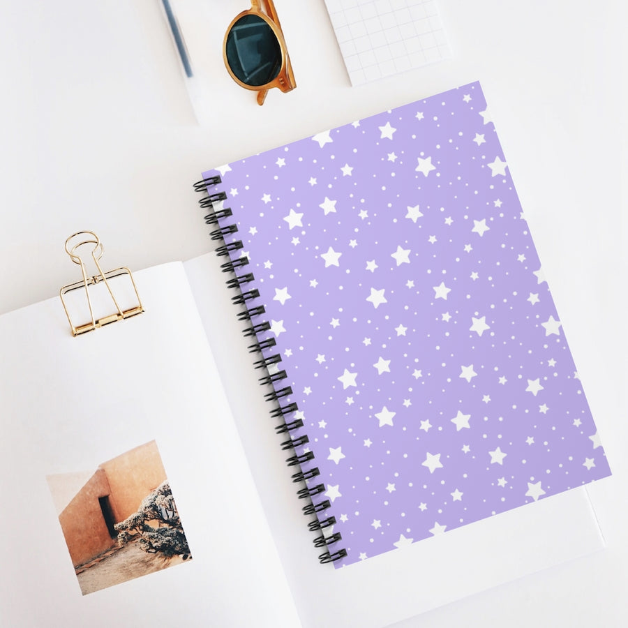 Purple Stars Spiral Lined Notebook