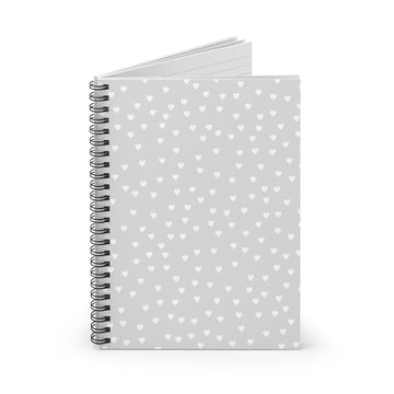 Gray & White Hearts Spiral Lined Notebook