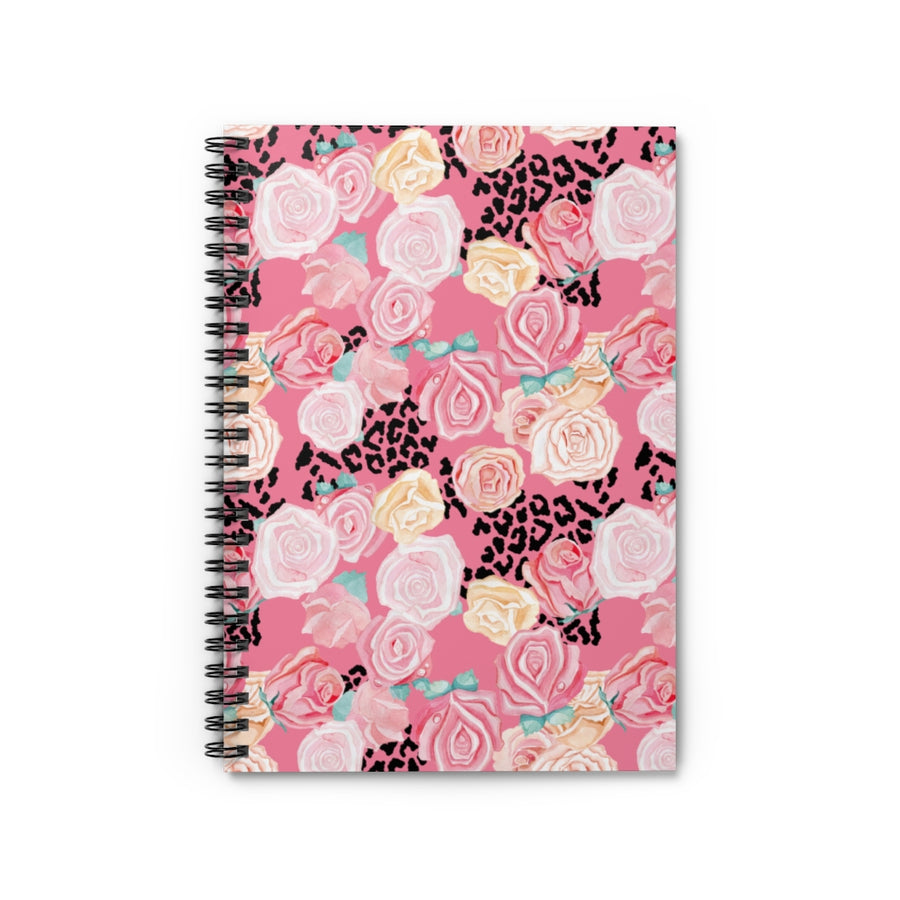 Pink Floral Animal Print Spiral Lined Notebook