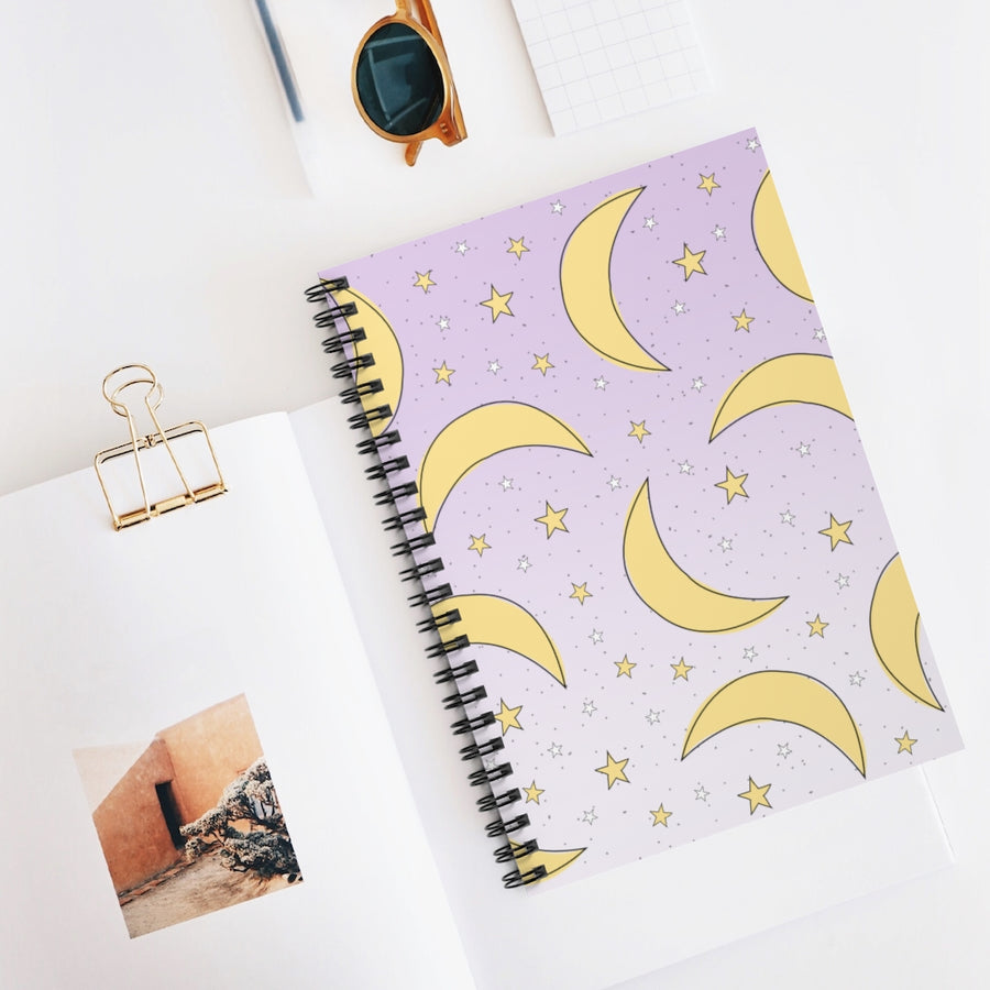 Pink Starry Skies Spiral Lined Notebook