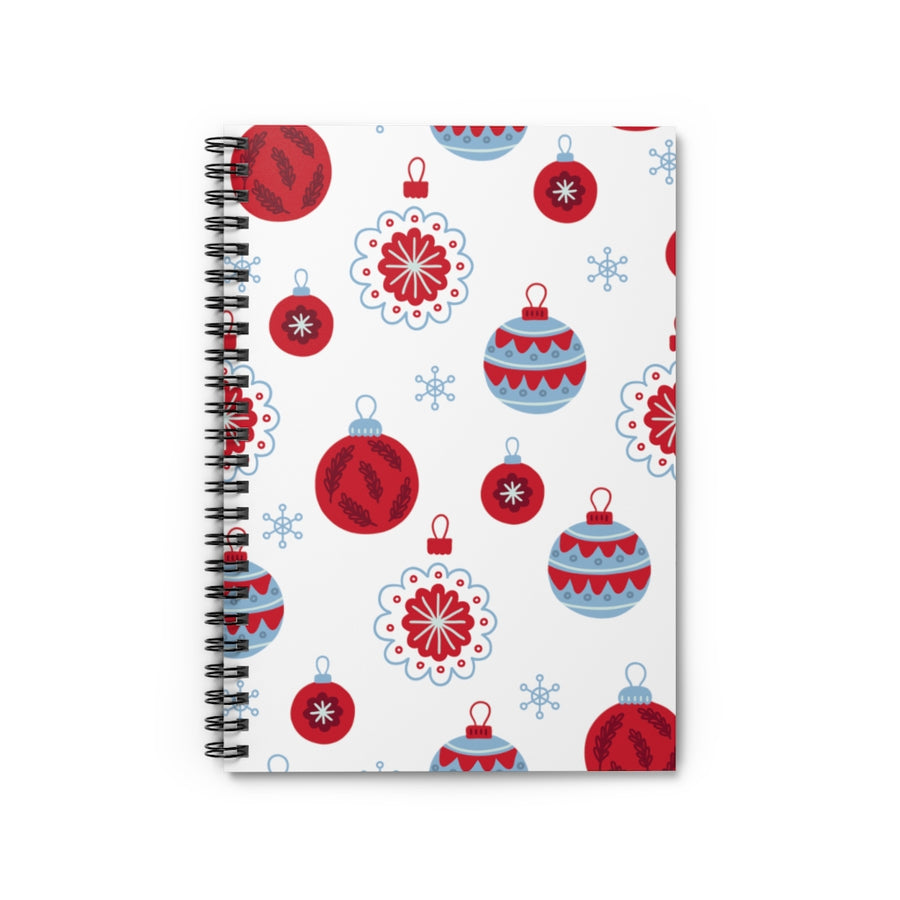 Red and Blue Ornaments Spiral Lined Notebook