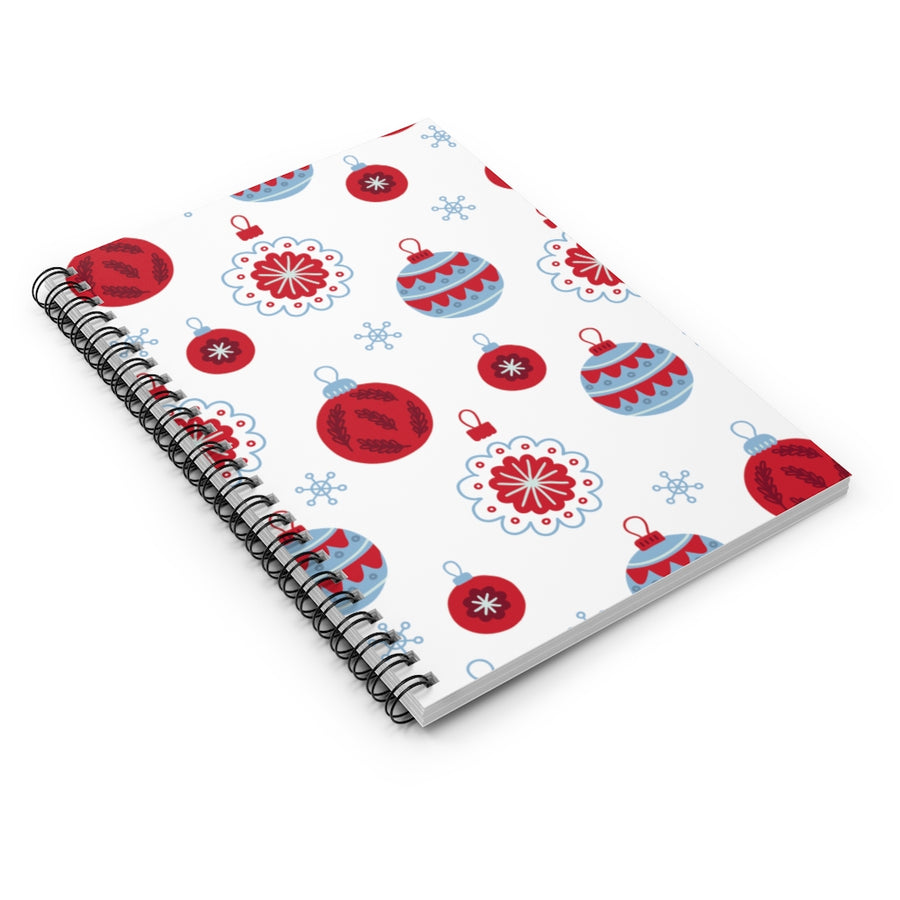 Red and Blue Ornaments Spiral Lined Notebook