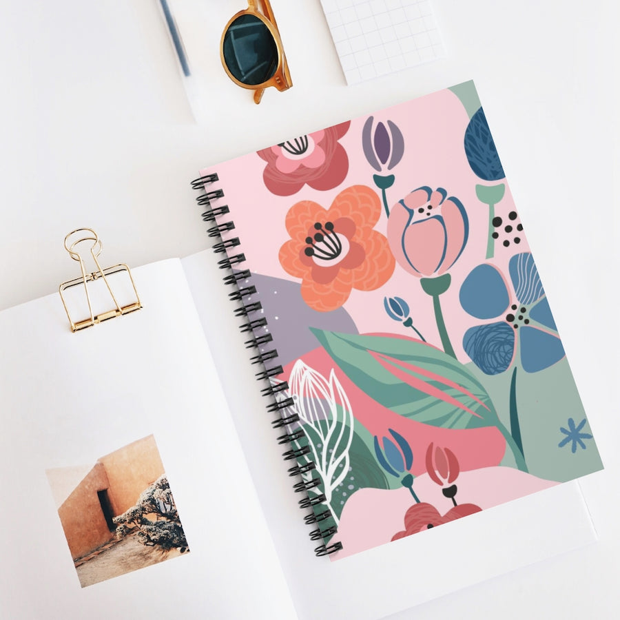 Pink Springtime Spiral Lined Notebook