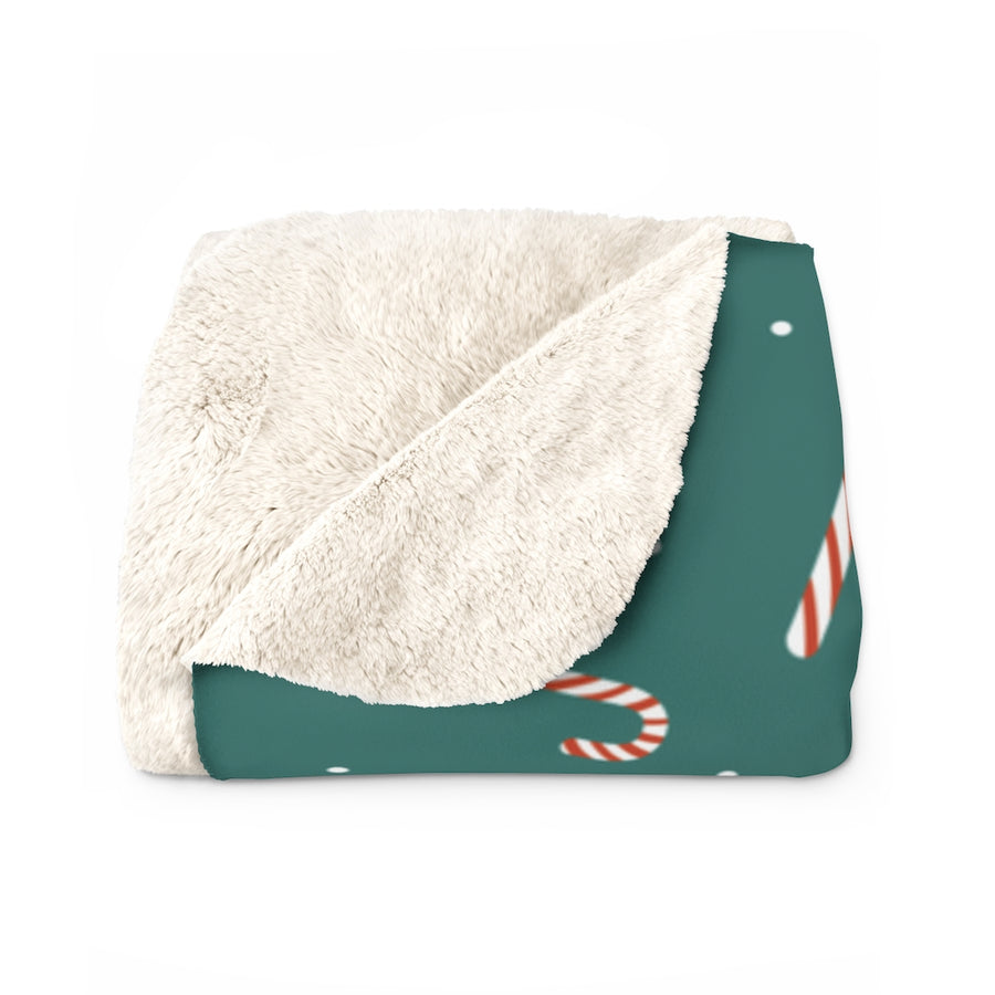 Candy Cane Sherpa Fleece Blanket