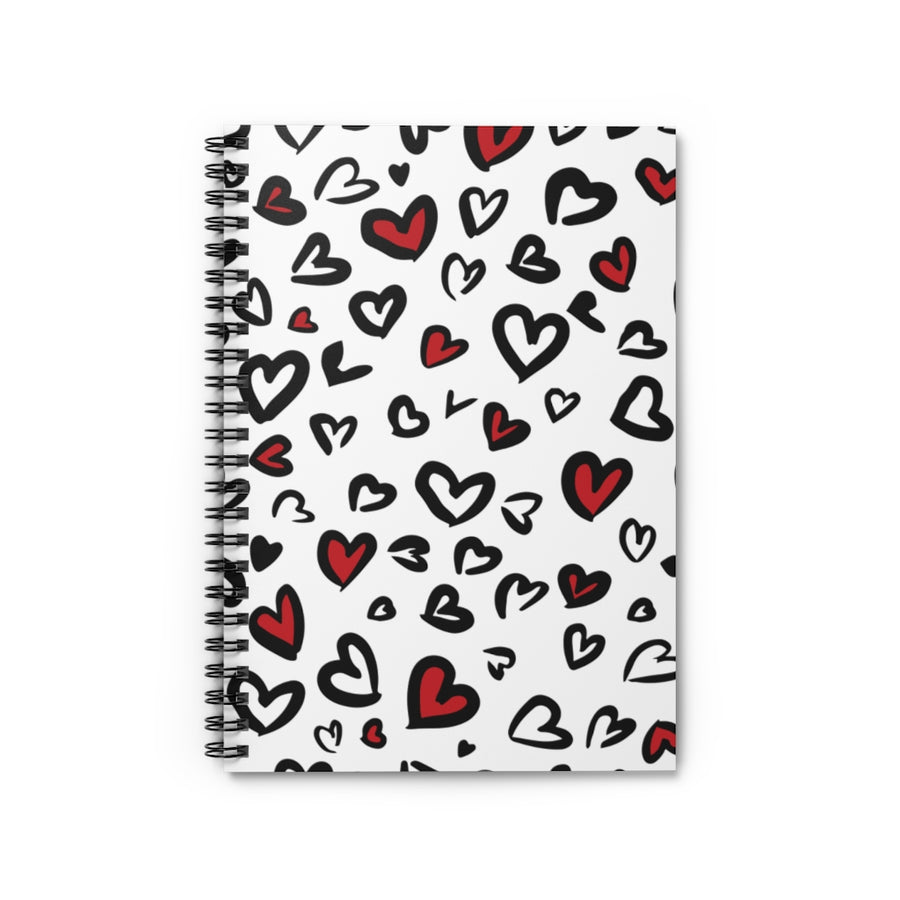 White Leopard Hearts Spiral Lined Notebook