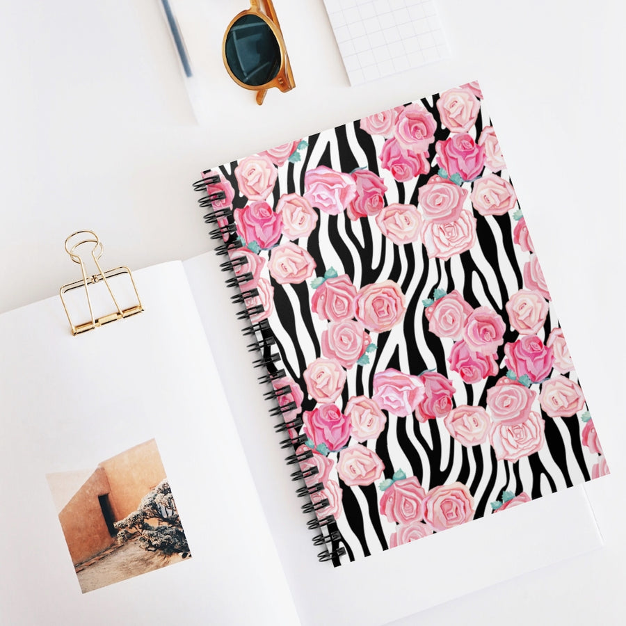 Floral Zebra Print Spiral Lined Notebook