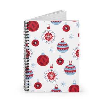 Red and Blue Ornaments Spiral Lined Notebook