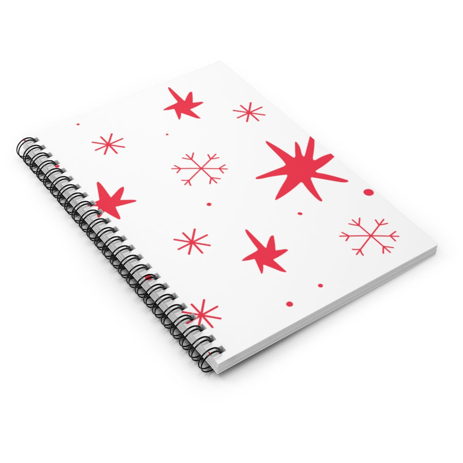 Red Snowflakes Spiral Lined Notebook