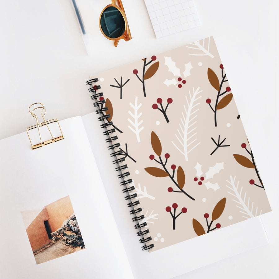 Neutral Holly Jolly Spiral Lined Notebook