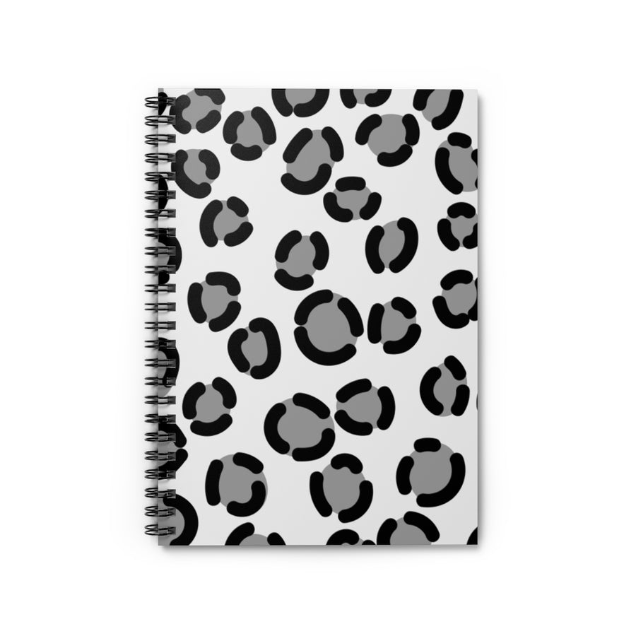 Gray Leopard Spiral Lined Notebook