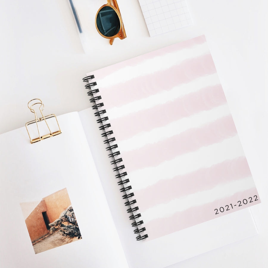 Pink Water Stripes 2021-2022 Spiral Lined Notebook