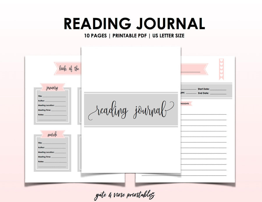 Reading Journal - Pink & Gray