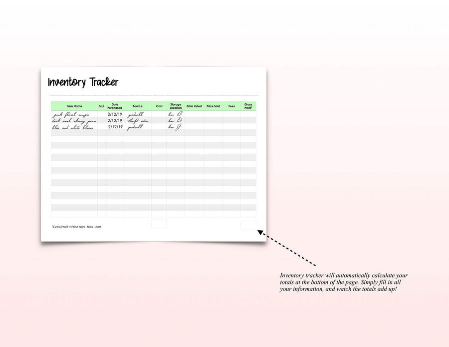 Online Shop Inventory Sheets, Inventory Tracker Printable, Inventory Management Sheet, Inventory Planner, Online Shop Planner - Sweet Summer Designs