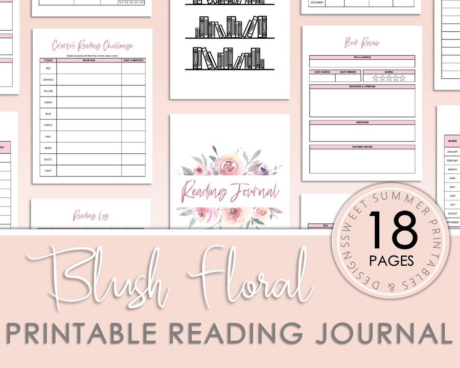 Reading Journal - Blush Floral - Sweet Summer Designs