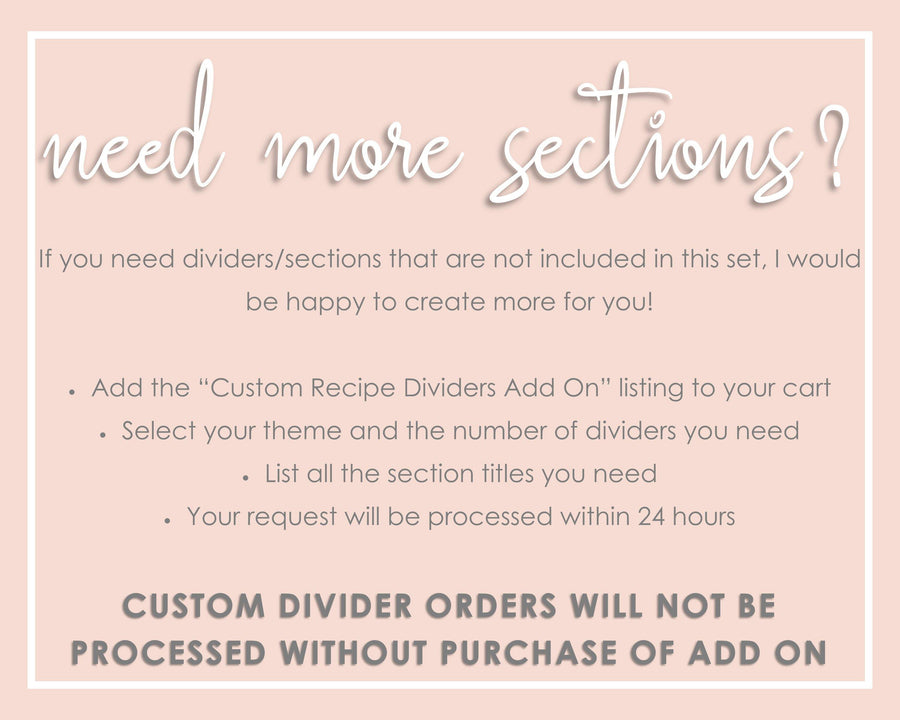 Recipe Binder Dividers - Watercolor Leaves - Sweet Summer Designs
