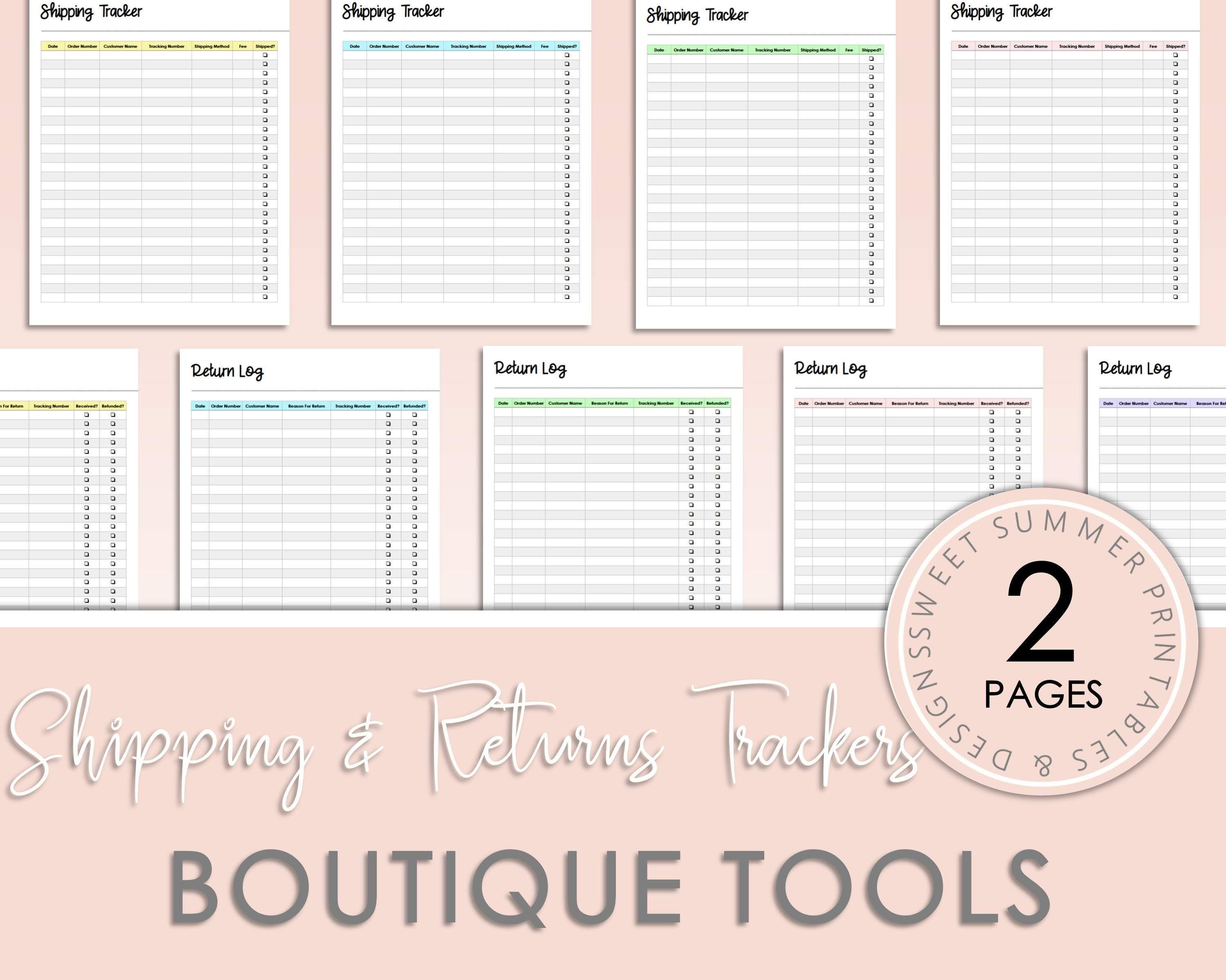 Returns Printable Shipping Tracker Printable, Returns Tracker Printable, Shipping Log ...