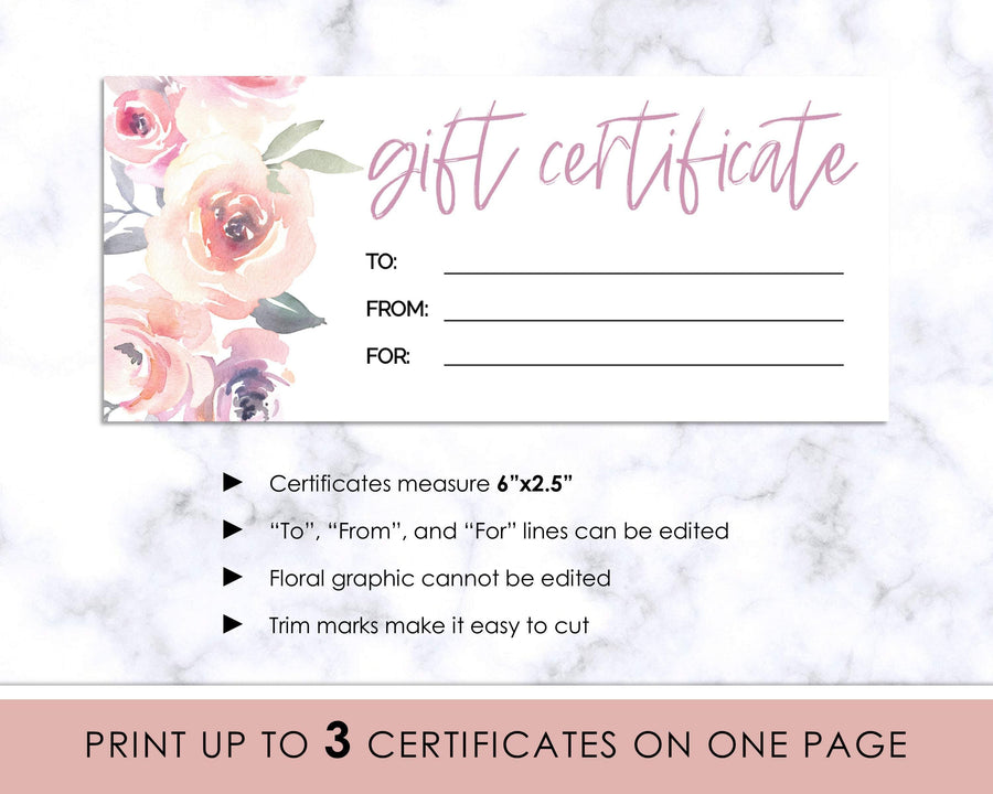 Gift Certificate - Blush Floral - Sweet Summer Designs