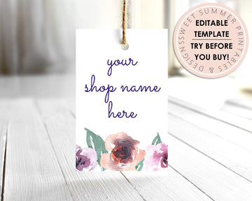 Clothing Tag - Purple Floral - Sweet Summer Designs