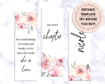 Bookmark - Blush Floral - Sweet Summer Designs