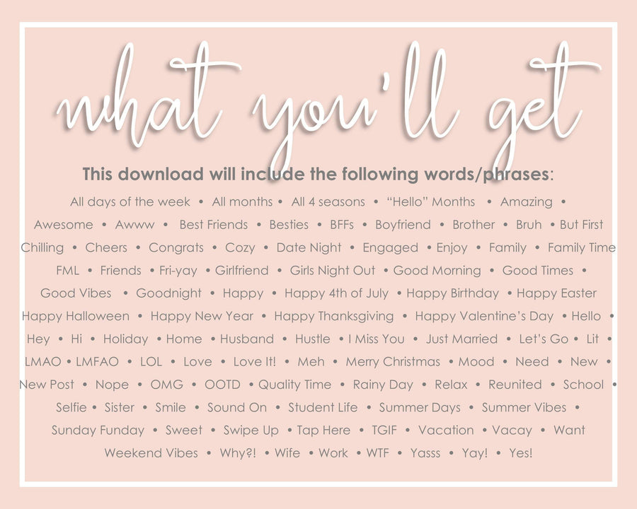 125 Brushed Phrases - Hot Pink - Sweet Summer Designs