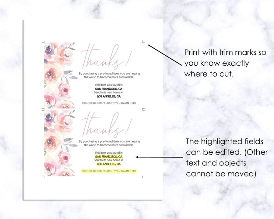 Thank You Card - Online Shop - Blush Floral - Sweet Summer Designs